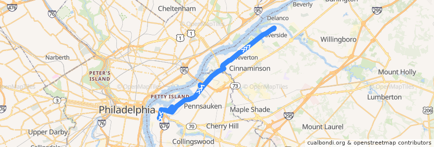 Mapa del recorrido NJTB - 419 de la línea  en 뉴저지.
