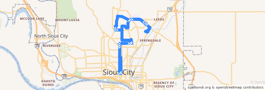 Mapa del recorrido Pierce/Jackson de la línea  en Sioux City.