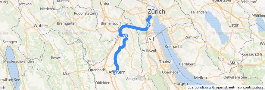 Mapa del recorrido Bus 200: Affoltern am Albis, Bahnhof => Zürich, Bahnhof Enge/Bederstrasse de la línea  en 취리히.