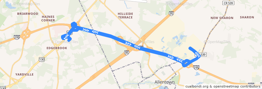 Mapa del recorrido ZLine de la línea  en Mercer County.