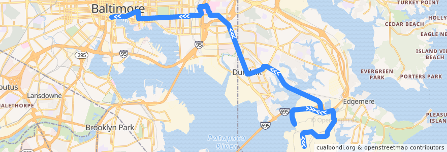 Mapa del recorrido LocalLink 63: Tradepoint Atlantic de la línea  en Maryland.