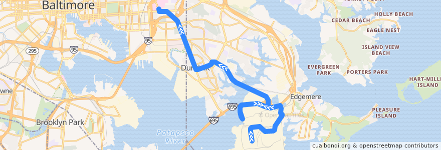 Mapa del recorrido LocalLink 63: Tradepoint Atlantic de la línea  en Baltimore County.