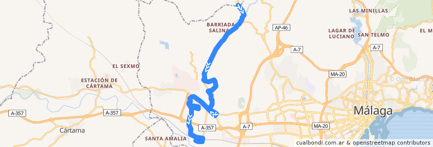 Mapa del recorrido Línea 28 de la línea  en Málaga.