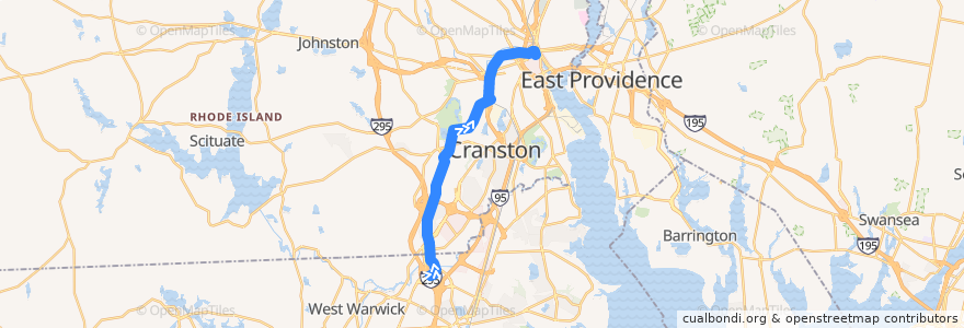 Mapa del recorrido RIPTA 30 Arlington/Oaklawn to Kennedy Plaza de la línea  en Providence County.
