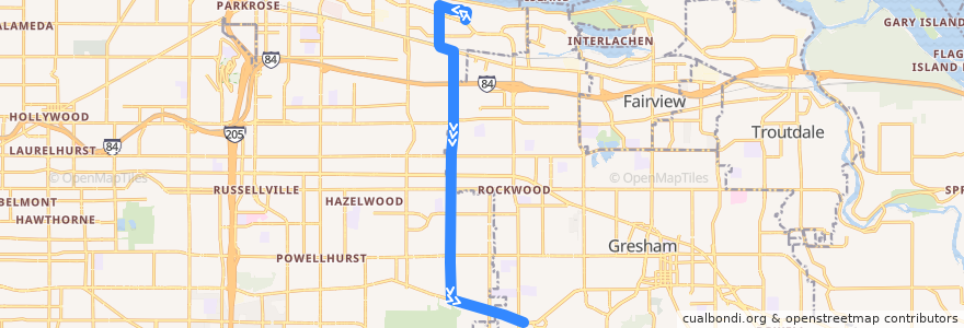 Mapa del recorrido Bus 74: 158th & Airport Way => Powell & 182nd de la línea  en Portland.