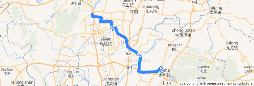 Mapa del recorrido 701路(太营路口总站-雅居乐汇通广场总站) de la línea  en Cantón.