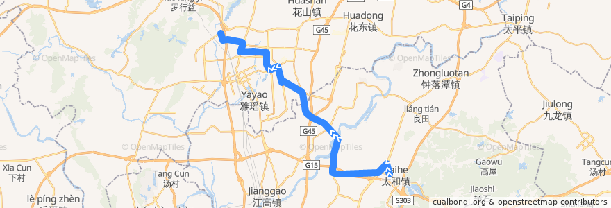 Mapa del recorrido 701路(雅居乐汇通广场总站-太营路口总站) de la línea  en Cantón.