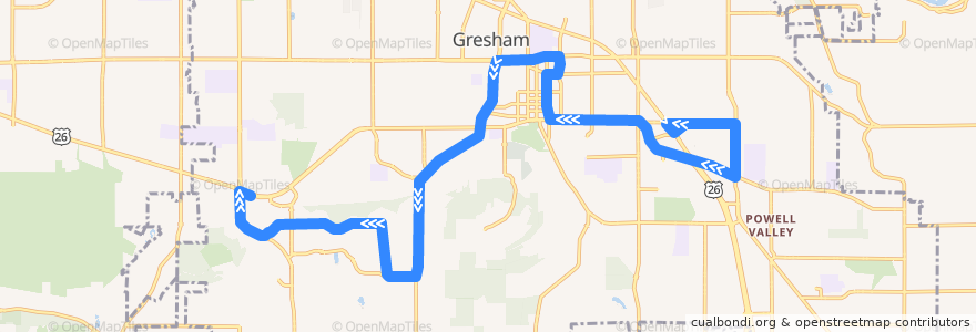 Mapa del recorrido Bus 82: Gresham Village => Powell & 182nd de la línea  en Gresham.