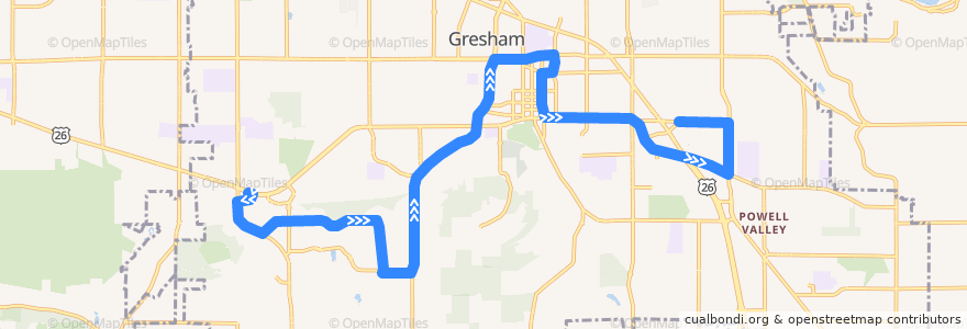 Mapa del recorrido Bus 82: Powell & 182nd => Gresham Village de la línea  en Gresham.