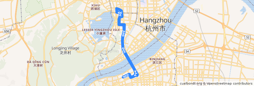 Mapa del recorrido 113快线 省儿保滨江院区-孩儿巷 de la línea  en هانگژو.