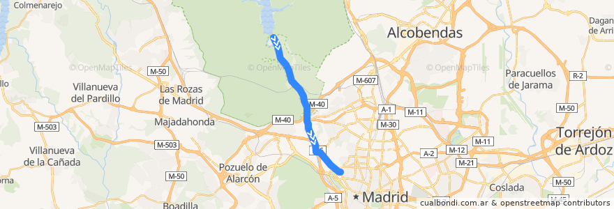 Mapa del recorrido Bus 601: Mingorrubio-El Pardo-Moncloa de la línea  en Madrid.