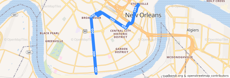 Mapa del recorrido NORTA 28 M.L. King de la línea  en Orleans Parish.