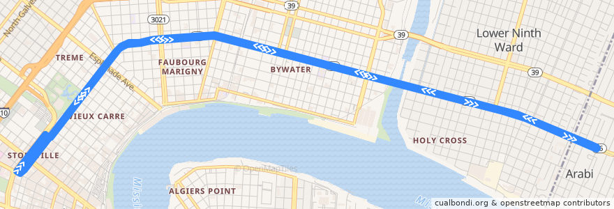 Mapa del recorrido NORTA 88 St. Claude de la línea  en Orleans Parish.