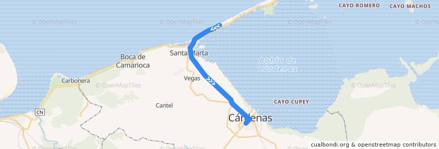 Mapa del recorrido Varadero Cárdenas de la línea  en Cárdenas.