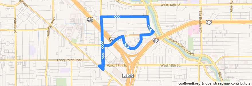 Mapa del recorrido Metro 89 Dacoma de la línea  en Houston.
