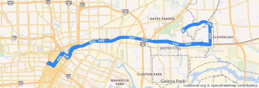 Mapa del recorrido Metro 137 Northshore Express de la línea  en Houston.