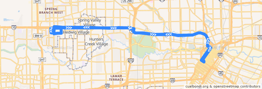 Mapa del recorrido Metro 160 Memorial City Express de la línea  en Houston.