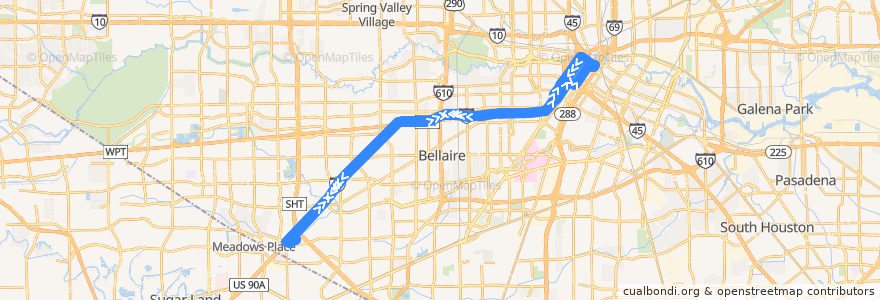 Mapa del recorrido Metro 265 West Bellfort de la línea  en Houston.