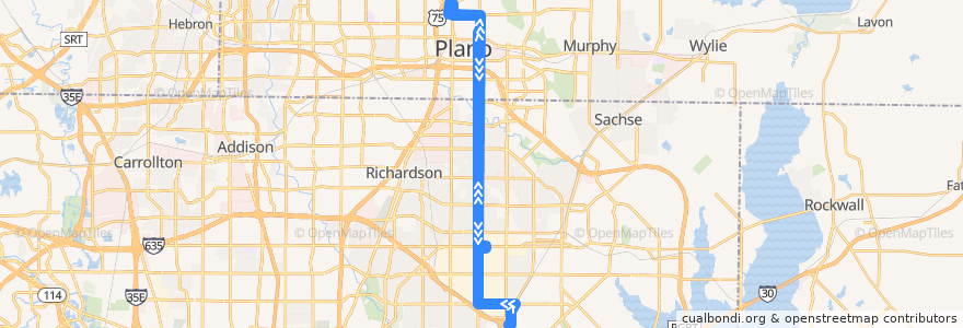 Mapa del recorrido DART 410 Parker Road Station/South Garland Transit Center de la línea  en تگزاس.