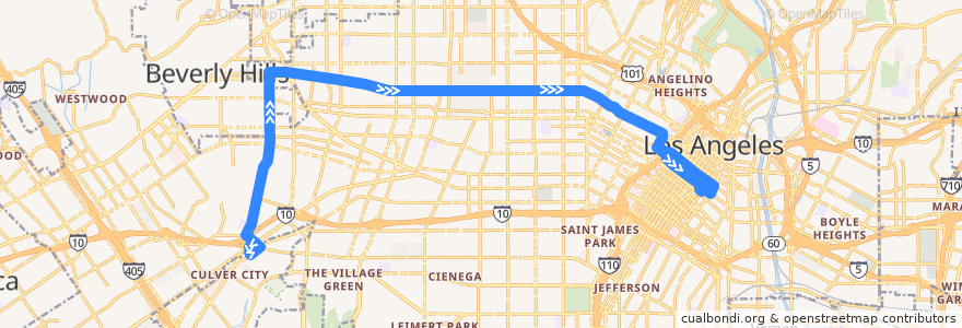 Mapa del recorrido Metro 17 de la línea  en Los Angeles.