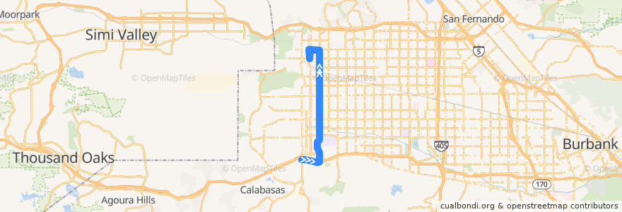 Mapa del recorrido Metro 244 de la línea  en Los Angeles.