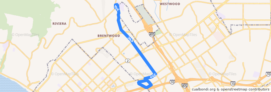 Mapa del recorrido Big Blue Bus 15 Barrington Avenue de la línea  en Лос-Анджелес.