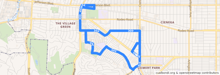 Mapa del recorrido DASH Crenshaw (573/589) de la línea  en Лос-Анджелес.