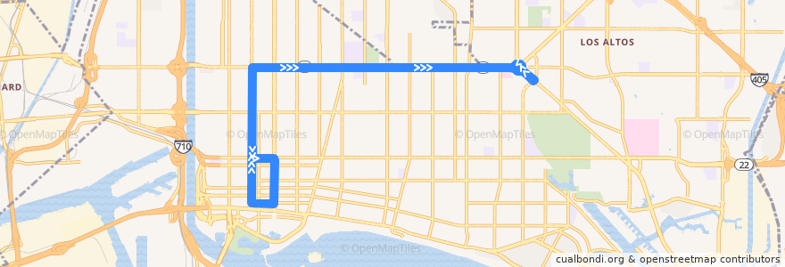 Mapa del recorrido Long Beach Transit 174 de la línea  en Long Beach.