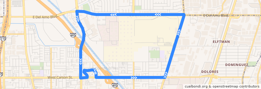 Mapa del recorrido Carson Circuit G Metro Blue Line 2 de la línea  en Carson.