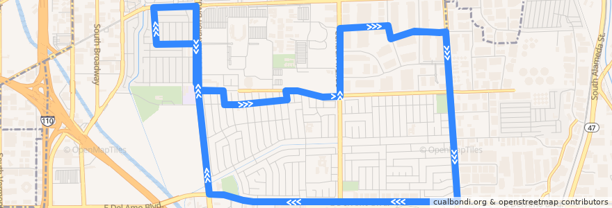 Mapa del recorrido Carson Circuit E Del Amo de la línea  en Carson.