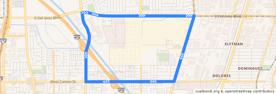 Mapa del recorrido Carson Circuit D Metro Blue Line 1 de la línea  en Carson.