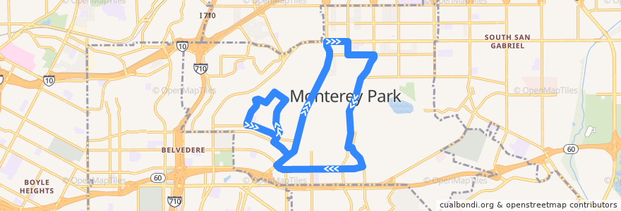 Mapa del recorrido Spirit Bus 2 de la línea  en Monterey Park.
