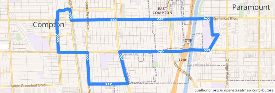 Mapa del recorrido Renaissance 4 de la línea  en Compton.