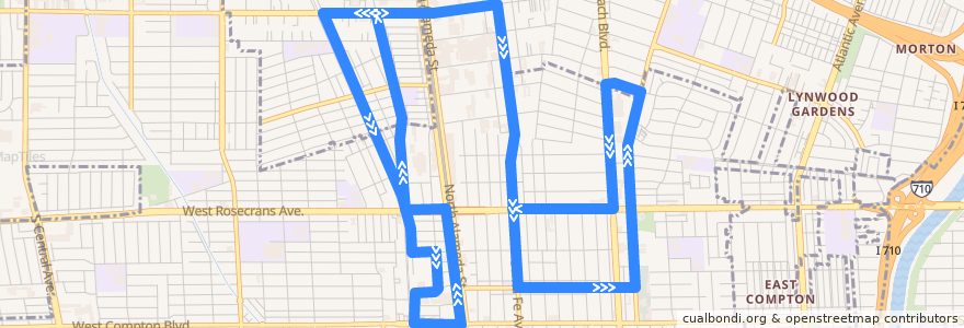 Mapa del recorrido Renaissance 3 de la línea  en Compton.