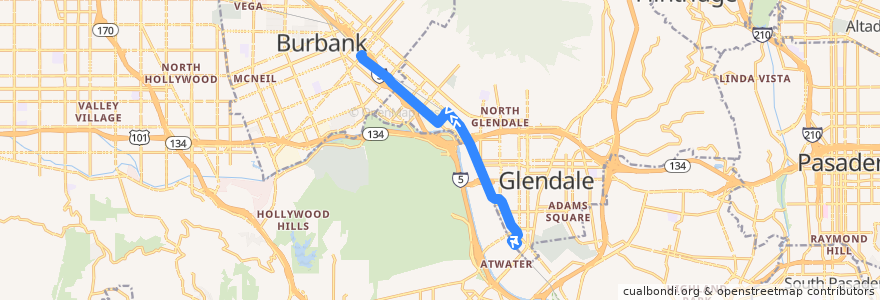 Mapa del recorrido Beeline 12 de la línea  en مقاطعة لوس أنجلس.