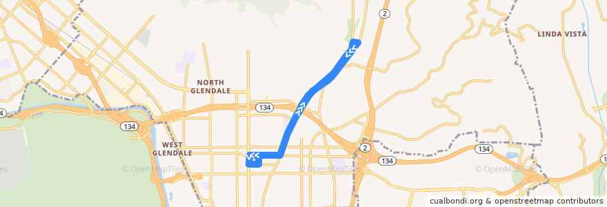 Mapa del recorrido Beeline 32 de la línea  en Glendale.