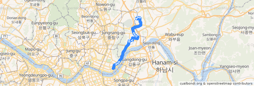 Mapa del recorrido 구리 버스 96번 de la línea  en 대한민국.