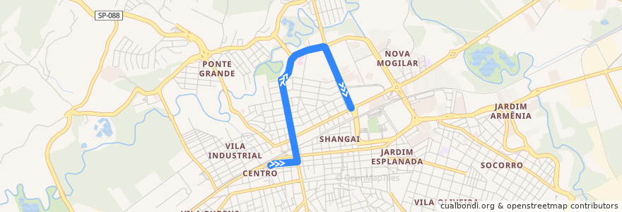 Mapa del recorrido Terminal Central - Circular Central de la línea  en Mogi das Cruzes.