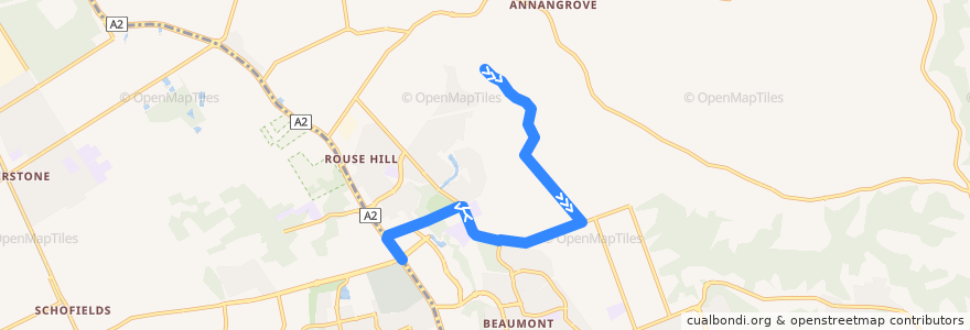 Mapa del recorrido Rouse Hill de la línea  en The Hills Shire Council.