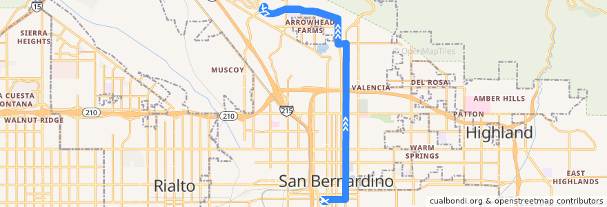 Mapa del recorrido Omnitrans 7 de la línea  en San Bernardino.
