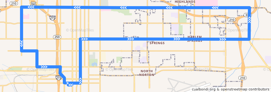 Mapa del recorrido Omnitrans 3 de la línea  en San Bernardino County.