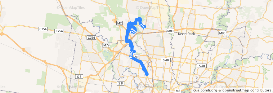 Mapa del recorrido Bus 477: Broadmeadows Station => Gladstone Park & Airport West & Essendon => Moonee Ponds de la línea  en ملبورن.