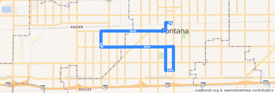 Mapa del recorrido Omnitrans 20 de la línea  en San Bernardino County.