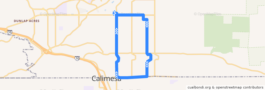 Mapa del recorrido Omnitrans 309 OmniGo Yucaipa de la línea  en Yucaipa.