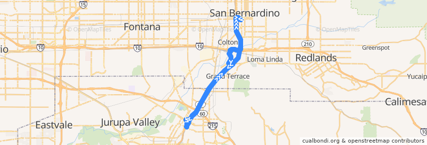 Mapa del recorrido Omnitrans 215 de la línea  en California.