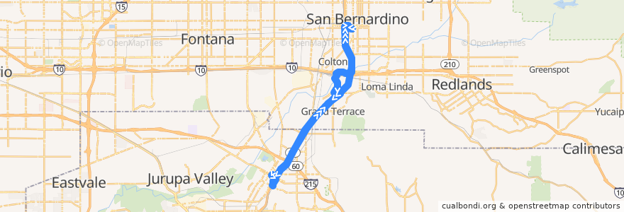 Mapa del recorrido Omnitrans 215 de la línea  en 加利福尼亚州/加利福尼亞州.