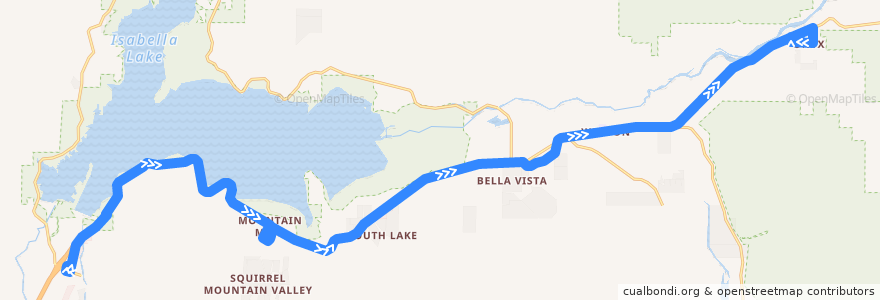 Mapa del recorrido Kern Transit 225 de la línea  en Kern County.