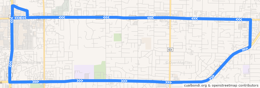 Mapa del recorrido SacRT 24 Madison - Greenback de la línea  en Sacramento County.