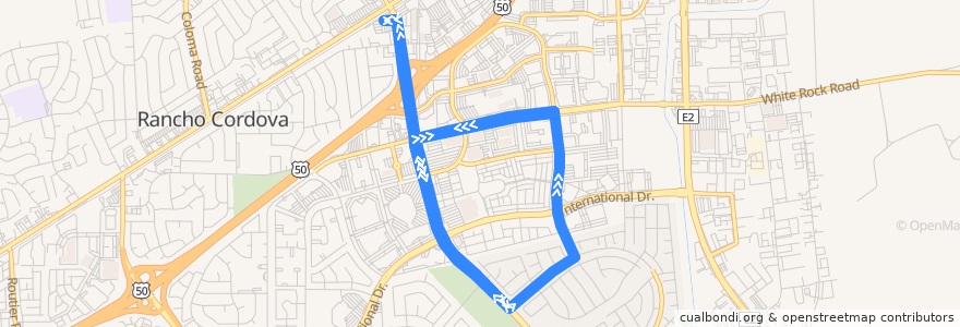 Mapa del recorrido SacRT 177 Villages - Rancho CordoVan de la línea  en Rancho Cordova.