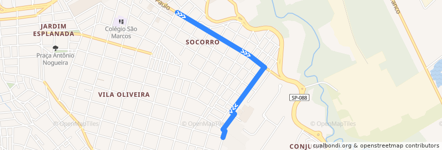 Mapa del recorrido Terminal Central - Socorro de la línea  en Mogi das Cruzes.